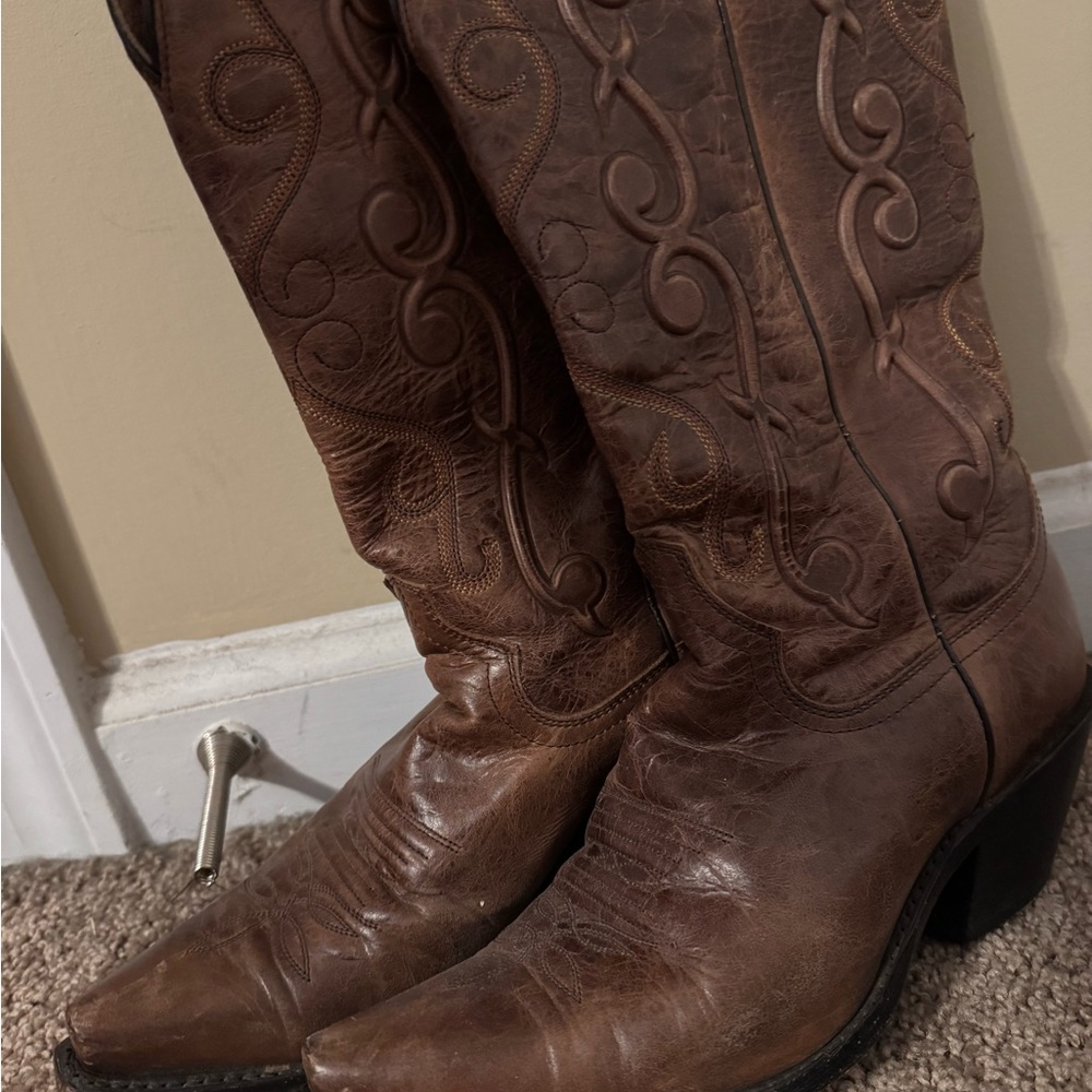 Justin Boots Rich Brown Heeled Boots